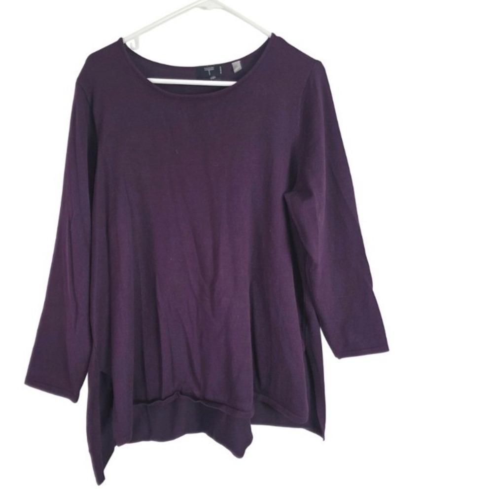 Tahari Long Sleeve Lagen Look‎ Sweater 2x Womens Plus Size Purlpe Long Sleeve